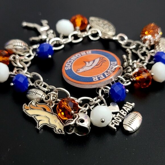 Denver Broncos Charm Bracelet | Handmade Football Fan Jewelry - Picture 6 of 7